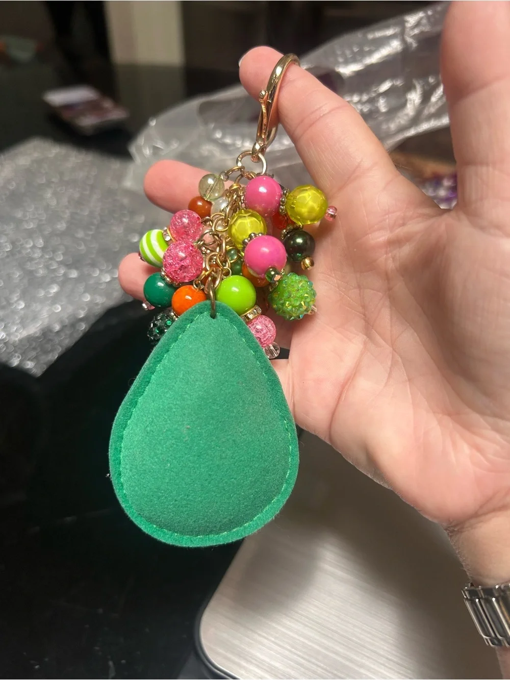 Sparkling Green Avocado Keychain